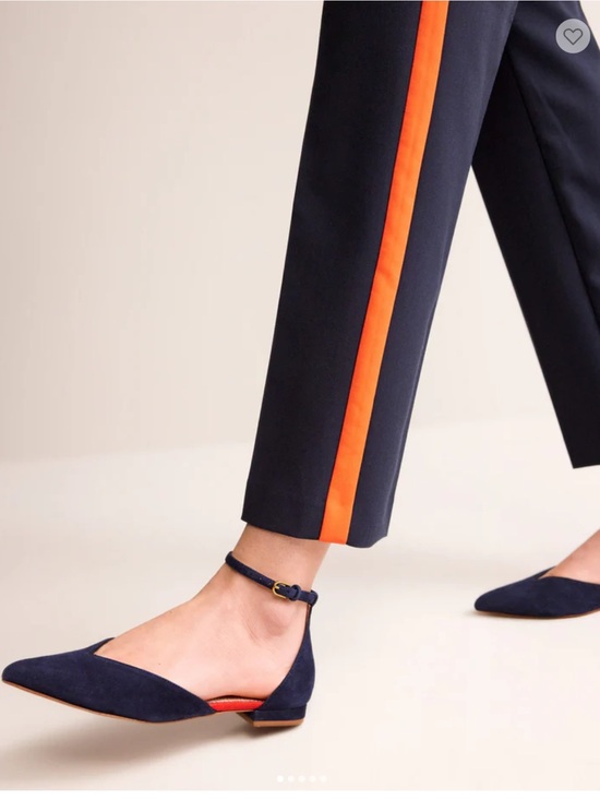 Shoes - Boden navy blue suede ankle strap pointed toe flats Size 42 = 10.5